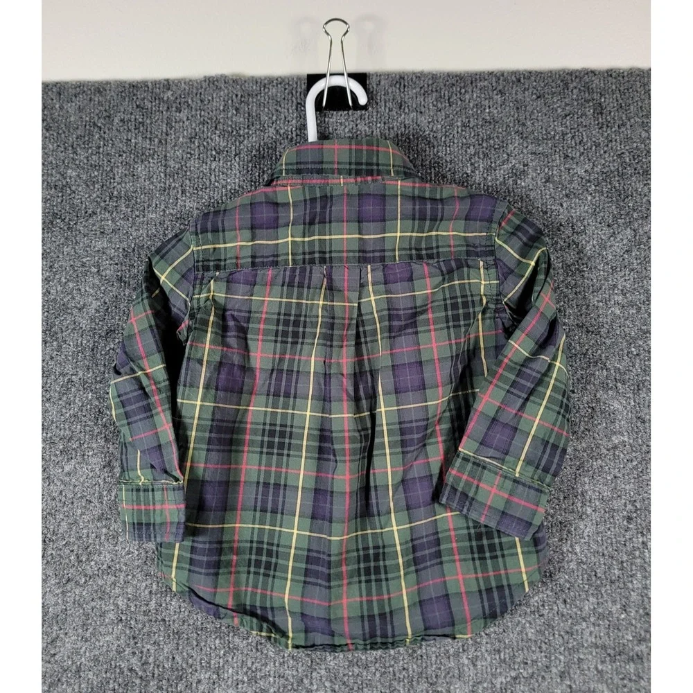Polo Ralph Lauren Baby Boys Button Down Shirt 12M Long Sleeve Pony Preppy Plaid